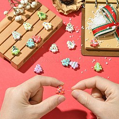 16 個 16 色の手作り磁器ビーズ  手描きの陶器ビーズ  クリスマスツリー  ファミーユは磁器バラ  ミックスカラー  16.5~17x14.5~15x6.5~7mm  穴：1.4~1.8mm  1pc /カラー&nbsp;PORC-CJ0001-13