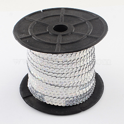 オーナメントアクセサリープラスチックスパンコールビーズ連売り  スパンコールトリム  銀  6mm  約100ヤード/ロール&nbsp;PVC-R004-03
