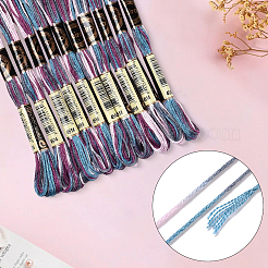 10かせ 6層ポリエステル刺繍フロス  クロスステッチの糸  セグメント染め  ダークスレートグレー  0.5mm  約8.75ヤード（8m）/かせ&nbsp;OCOR-CY0002-99C