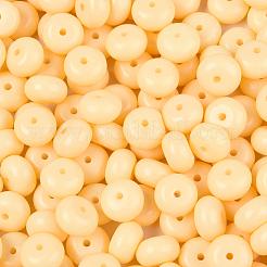 不透明ベーキングペイントガラスシードビーズ200個  丸い穴  ロンデル  ライトカーキ  8~8.5x5mm  穴：1.2~1.4mm&nbsp;SEED-PA0001-01D