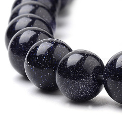 合成ブルーゴールドストーン青金砂石ビーズ連売り  ラウンド  6mm  穴：1mm  約63個/連  36~36.5cm&nbsp;X-G-S259-41-6mm