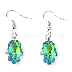 Hamsa Hand Glass Dangle Earrings&nbsp;EJEW-JE05326