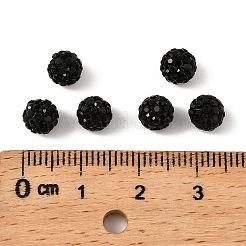 樹脂粘土ラインストーンビーズ  パヴェボールディスコビーズ  グレードA  片穴  ラウンド  ジェット  pp9（1.5mm）  1.6mm  穴：6mm&nbsp;RB-H284-6MM-Half-280