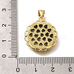 真鍮と天然貝の彫刻ペンダント  ラックめっき  フラットラウンド  ゴールドカラー  22x19.5x3.5mm  穴：3x4mm&nbsp;KK-Z091-06G-01