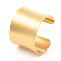 304ステンレススチールオープンカフバングル  女性用幅広バンドバングル  18KGP本金メッキ  1-7/8インチ（4.8cm）  内径：2-1/4インチ（5.85cm）&nbsp;BJEW-U015-01G
