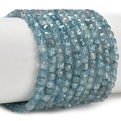 天然キュービックジルコニアビーズの連  多面カット  キューブ  ライトブルー  3.8~4x3.5~4x3.5~4mm  穴：0.7mm  約102個/連  14.96''（38センチメートル）&nbsp;CU-CBA238A-A01-01