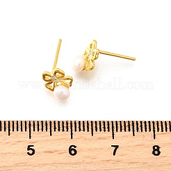 925 Sterling Silver Clear Cubic Zirconia Bowknot Stud Earring&nbsp;EJEW-L300-11G