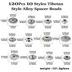 120Pcs 12 Styles Tibetan Style Alloy Spacer Beads&nbsp;FIND-CJ0002-91