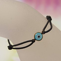 ファッション調節可能なリンクブレスレット  手作りランプワークリンクとゴムひも付き  ナザールボンジュウ  ミックスカラー  40~70mm&nbsp;BJEW-JB00742