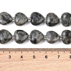 天然石ラブラドライトビーズ連売り  ハート  11~11.5x12x6mm  穴：1.1mm  約36個/連  15.35インチ（39cm）&nbsp;G-B022-32C-A