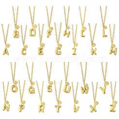 304ステンレススチールクリアキュービックジルコニアハート＆レターペンダントカーブチェーンネックレスレディース用  ゴールドカラー  文字x  16.54インチ（42cm）&nbsp;NJEW-FS00012-27X