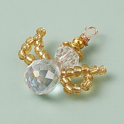 ガラスシードビーズペンダント  天使  透明  22.5x19x8mm  穴：1.8mm&nbsp;PALLOY-MZ00354-01