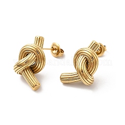 304ステンレススチールノットスタッドピアス  イオンプレーティング（ip）  18KGP本金メッキ  22x12.5mm&nbsp;EJEW-K268-45G