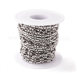 変色しにくい304ステンレススチールチェーン  溶接されていない  スプールで  ステンレス鋼色  6x3x1.5mm  約32.81フィート（10m）/ロール&nbsp;STAS-M295-08P-A
