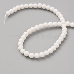 天然石シェルビーズ連売り  ラウンド  ホワイト  5.5~6mm  穴：1.2mm  約60個/連  14.17''（36センチメートル）&nbsp;BSHE-WH0011-01