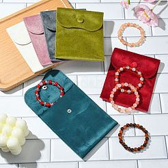ベルベットジュエリーポーチ6色6個  スナップボタン付きジュエリーギフトバッグ  リング、ネックレス、イヤリング、ブレスレットの保管用  ミックスカラー  14x11x0.2cm  1pc /カラー&nbsp;ABAG-CJ0001-04