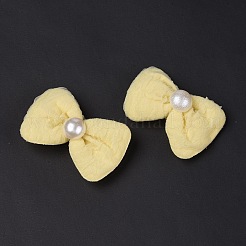 5 ペア 5 スタイルちょう結び & フラワーポリエステルアリゲーターヘアクリップ  鉄ヘアアクセサリー  きいろ  66x45x19mm  1ペア/スタイル&nbsp;PHAR-C012-01E