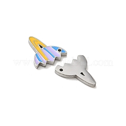304ステンレスペンダント  惑星  エナメル  スプリットペンダント  ステンレス鋼色  12x24.5x1.5mm  穴：1mm&nbsp;STAS-C155-12P