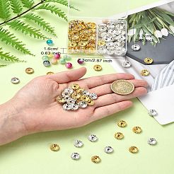 120Pcs 2 Colors Alloy Rhinestone Spacer Beads&nbsp;ALRI-YW0001-23