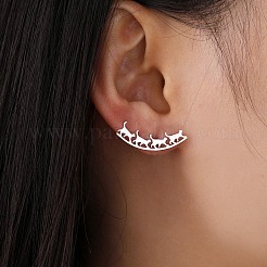 変色しない304ステンレススチールスタッドピアス  猫  ステンレス鋼色  24x8mm&nbsp;EJEW-H095-03P