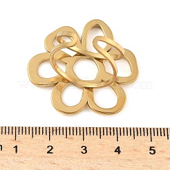 女性用304ステンレススチールオープンカフリング  18KGP本金メッキ  花  31x33.5mm&nbsp;RJEW-U060-04B-G