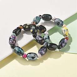 Natural Fire Crackle Agate Bead Stretch Bracelets&nbsp;G-P570-01C