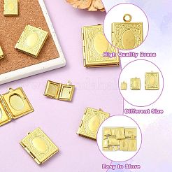 15個3スタイル真鍮ロケットペンダント  ブックチャーム  生（メッキなし）  17.5~39x11~27.5x3~6mm  穴：1.7~2.5mm  5個/スタイル&nbsp;FIND-CJ0004-73