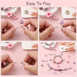 DIY合金樹脂ヨーロッパブレスレット作成キット  ピンク  10~170x8~11x7.5~11mm  穴：4.5~5mm&nbsp;DIY-FS0005-57