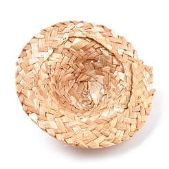 人形の麦わら帽子  ミニ手編み帽子  DIYの工芸品のジュエリーアクセサリークラフト装飾  砂茶色  103x34mm&nbsp;DIY-WH0167-13C