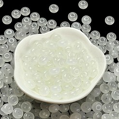 透明な色のガラスシードビーズ  ドーナツ  フローラルホワイト  8x5mm  穴：1.6mm  約938個/ポンド&nbsp;SEED-C001-03C-04