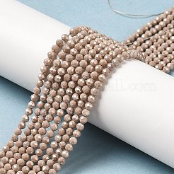立方晶ジルコニアビーズ連売り  多面カットラウンド  ロージーブラウン  3mm  穴：0.6mm  約120個/連  14.84''~14.96''（37.7~38センチメートル）&nbsp;ZIRC-P109-02A-09