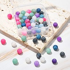 60個6色天然風化瑪瑙ビーズ連売り  染め  艶消し  ラウンド  ミックスカラー  8mm  穴：1mm  10個/カラー&nbsp;G-FS0001-96