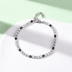 304 Stainless Steel with Cubic Zirconia Link Chain Bracelets for Women&nbsp;BJEW-G754-01A-P02