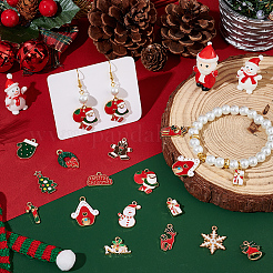 56本14スタイルアロイエナメルペンダント  クリスマスのために  ライトゴールド  スノーフレーク & スノーマン & キャンディケイン & リース & ベル  ミックスカラー  14.5~26x9~21x1.5~6mm  穴：1.2~2mm  4個/スタイル&nbsp;ENAM-SC0003-71