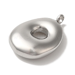 変色しない304ステンレススチールペンダント  バルーンレターチャーム  ステンレス鋼色  アルファベットのO  25x16.5x6mm  穴：2mm&nbsp;STAS-M017-08P-16