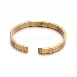 イオンプレーティング（IP）トレンディな304ステンレススチールバングル  ゴールドカラー  53x64mm&nbsp;BJEW-L552-23E-8mm