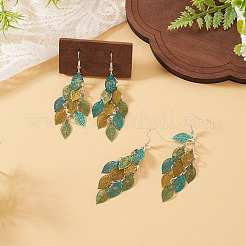 2 Pairs 430 Stainless Steel Leaf Dangle Earrings&nbsp;EJEW-TA0001-83D