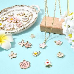 80個20スタイルアロイエナメルペンダント  花  ミックスカラー  12~22.5x9~20.5x1~4mm  穴：1.2~2mm  4個/スタイル&nbsp;ENAM-FS0004-21