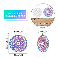 40Pcs 2 Colors 201 Stainless Steel Filigree Pendants&nbsp;STAS-DC0010-92