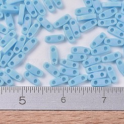 MIYUKIクォーターティラビーズ  日本製シードビーズ  2穴  （qtl413fr）マット不透明ターコイズブルーab  5x1.2x1.9mm  穴：0.8mm  約2400個/50g&nbsp;SEED-X0054-QTL0413FR