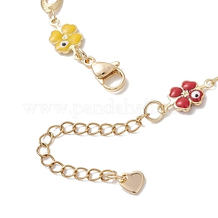 Brass Enamel Clover Link Chain Bracelets&nbsp;BJEW-JB13025