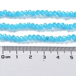 焼き絵用塗料、模造翡翠ガラスビーズの連  ファセットロンデル  ディープスカイブルー  4x3mm  穴：1mm  約105~110個/連  38~39cm&nbsp;X-DGLA-A034-J4MM-A13