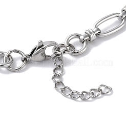 Non-Tarnish 304 Stainless Steel Oval & Ring Link Chain Bracelets for Women&nbsp;BJEW-D028-01P