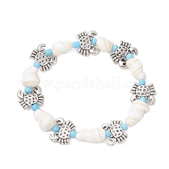 3Pcs Ocean Theme Natural Shell & Alloy Beaded Stretch Bracelets for Men Women&nbsp;BJEW-JB12387