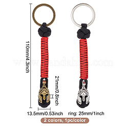 男性用ハンドメイドスパルタンナイロンパラコードキーホルダー2個（2色）  EDCアクセサリー用合金ナイフビーズ付き  ミックスカラー  11x1.35cm  1pc /カラー&nbsp;KEYC-DR0001-13