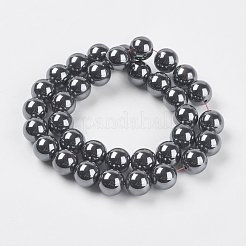 AAA Grade Black Non-Magnetic Synthetic Hematite Round  Beads Strands&nbsp;X-G-H1069-1