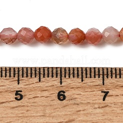 天然石赤瑪瑙ビーズ連売り  染め＆加熱  多面カット  ラウンド  ラウンド  4mm  穴：0.7mm  約94個/連  15.16''（38.5センチメートル）&nbsp;G-L653-B01-4mm