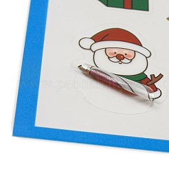 クリスマステーマのペット用プラスチックステッカー  粘着式ギフトタグステッカー  パーティーのために  装飾的なプレゼント  ディープスカイブルー  200x110x0.1mm  模様：19~47x20~37ミリ&nbsp;AJEW-Q151-01B