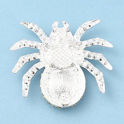 亜鉛合金ラインストーン カボション  プラスチック模造真珠付き  クモ  銀  34.5x39.5x7mm&nbsp;LS-ALRI-Q364-05S-01