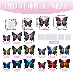 10袋5色PVCプラスチック製ウォールステッカー  壁の装飾  蝶  ミックスカラー  75~110x82~122x0.2mm  12個/袋  2袋/色&nbsp;DIY-TA0015-16A